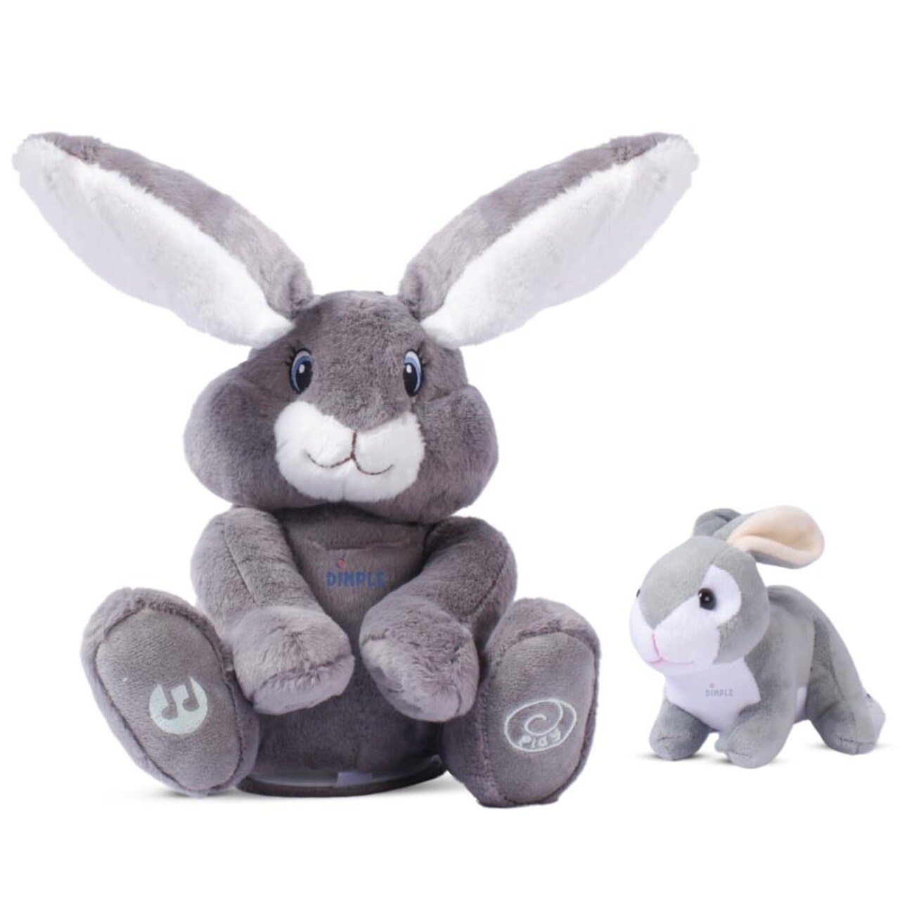 Bunny Set - Milo Stuffed Bunny Toy Animated Interactive Bunny W/ Peek-A-Boo Feature And Grey Plush Baby Bunny Plush Toy
